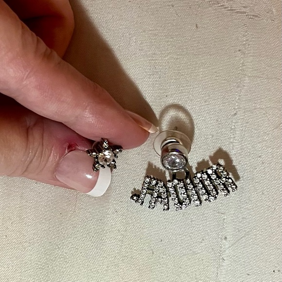 Designer inspired asymmetric CZ earrings - Picture 6 of 6